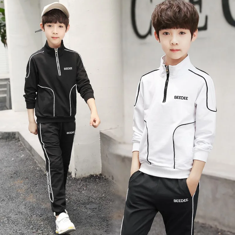 

Комплект спортивной одежды для мальчиков 4-12 лет, хлопковый свитшот с длинным рукавом и штаны, комплект из 2 предметов, для подростков, осень