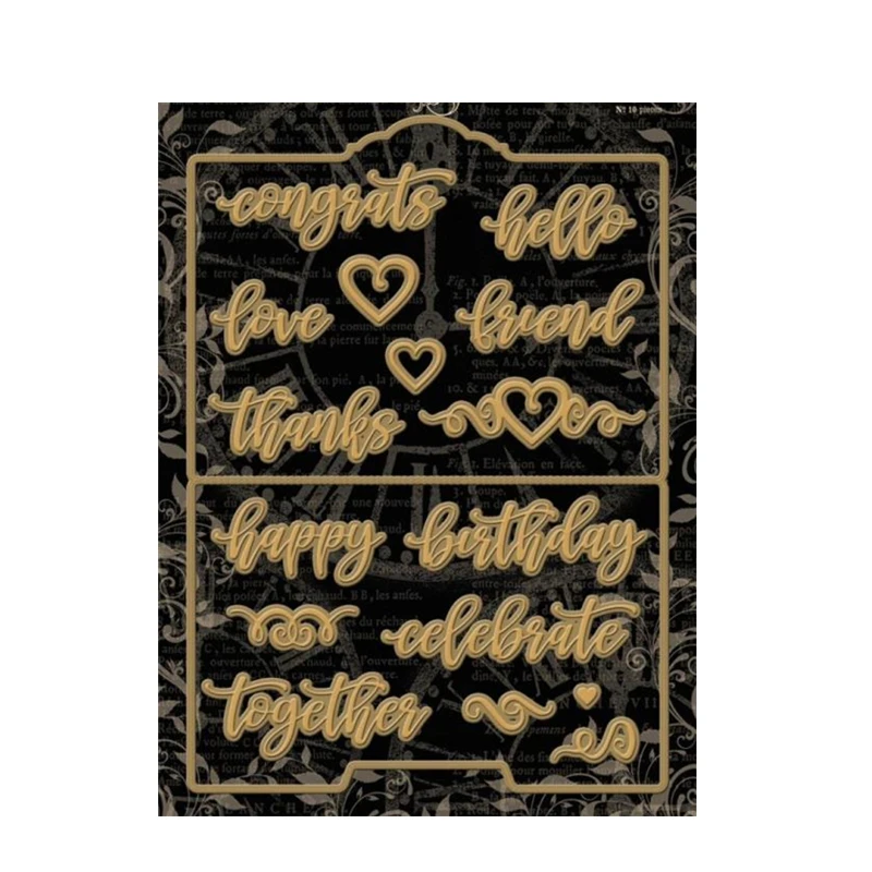 

2020 New Metal Cutting Die and Scrapbooking For Paper Making Heart Words Background Happy Birthday Embossing Frame Card Craft
