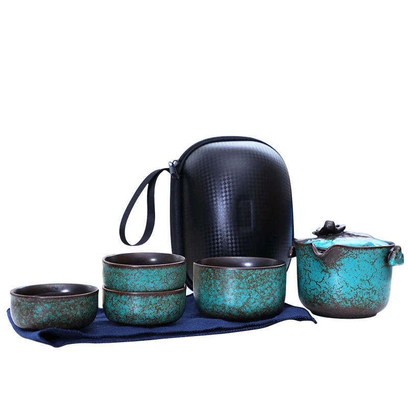 

China Kung Fu Tea Set 1 Teapot 4 Cup Travel Teapot Kettle Coffee Cup Pot Drinkware Tea Cups Gaiwan Outdoor Camping Teapot Set
