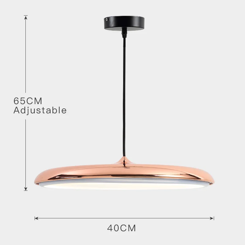 Rose Gold-Big FSS Современный художественный дизайн светодиодный подвесной светильник НЛО круглая пластина Подвесная лампа для столовой гостиной спальни настольная лампа для учебы Подвесная лампа - Цвет корпуса: Rose Gold-Big
