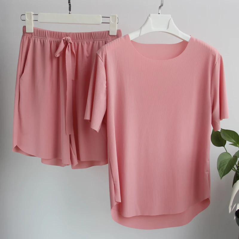 

Women Clothes 2 Pieces Set Lady Home Suit Summer Loose Homewear Suit for Women Pajamas Pants cool feeling Set
