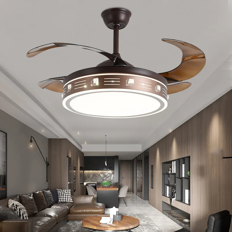 

Silent Invisible Fan Lamp Modern Simple Dining Room Bedroom Ceiling Fan Lamp For Living Room Lighting