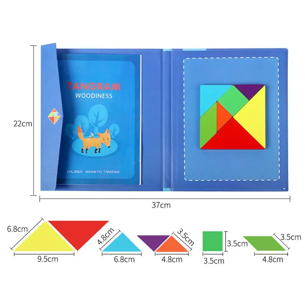 

Wooden Educational Toys Magnetic Tangram Puzzle Book Portable Preschool Baby Kids Toys Intelligence Jigsaw Puzzle for Children