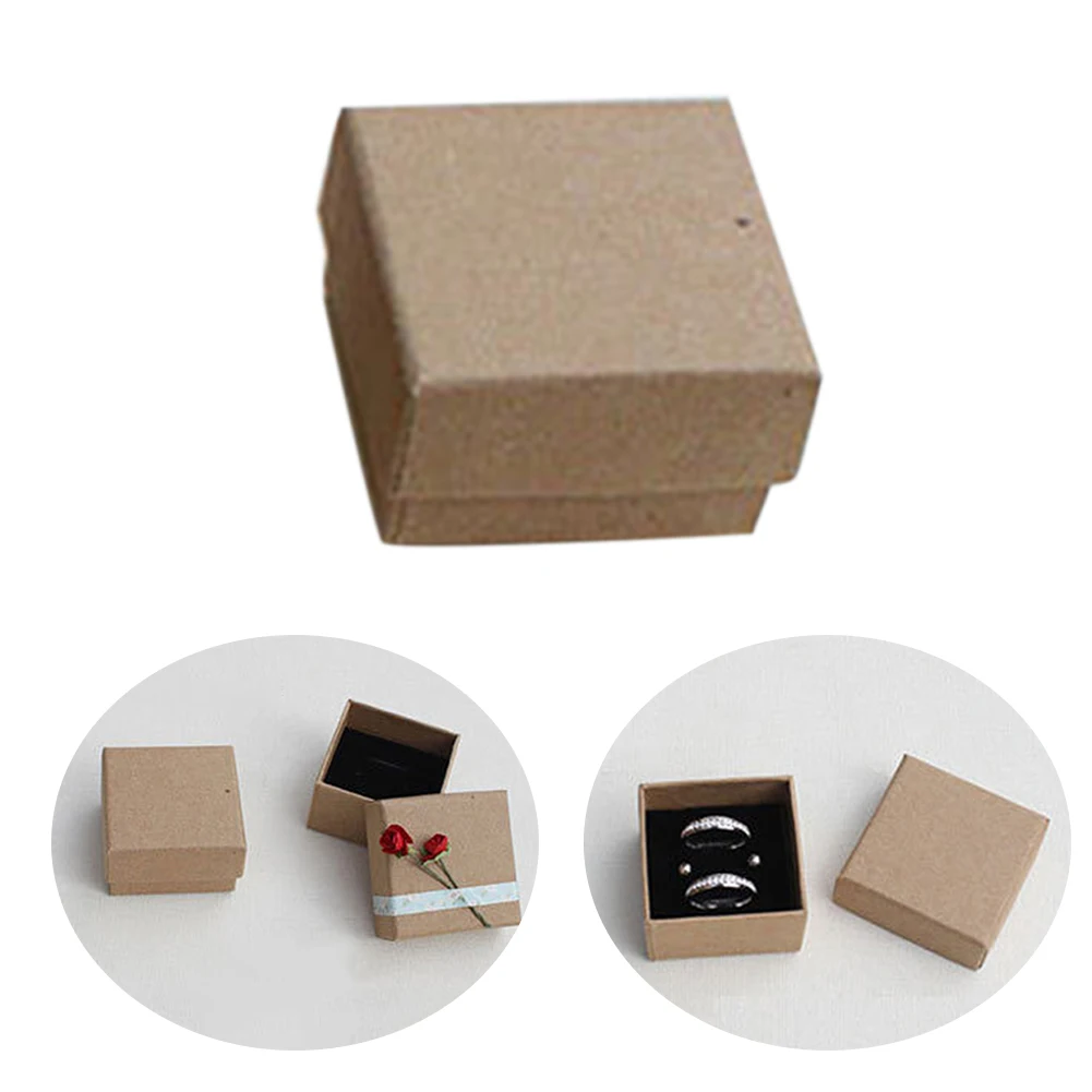 

20pcs Ring With Lids Exquisite Jewelry Box Storage Vintage Holder Gifts Display Small Package Brown Case Paper Necklace
