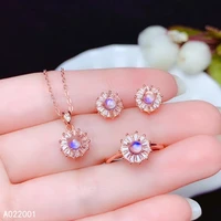 kjjeaxcmy fine jewelry natural moonstone 925 sterling silver women pendant necklace chain earrings ring set support test luxury
