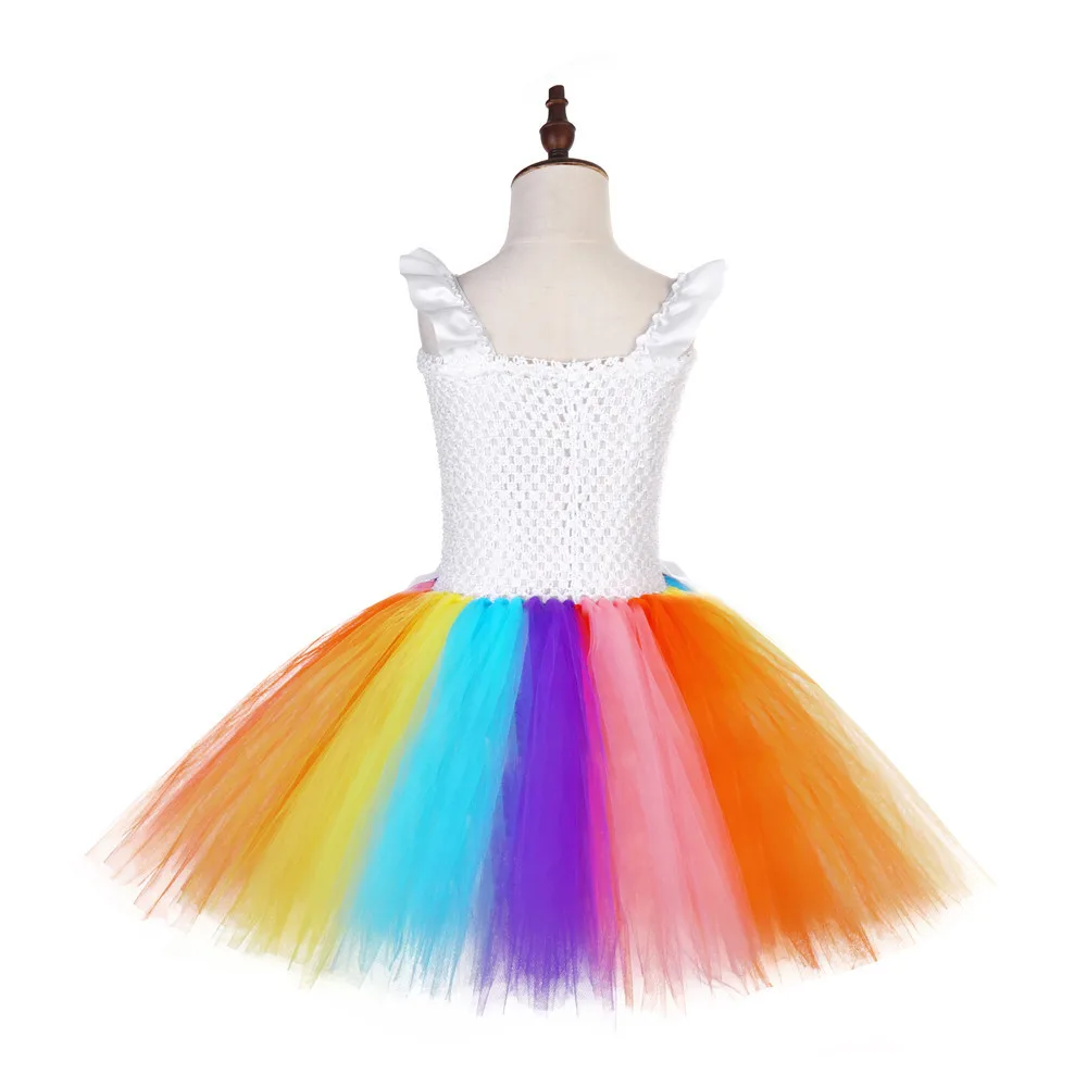 Вечернее платье для девочек с рисунком единорога пастельные тона длина до колена