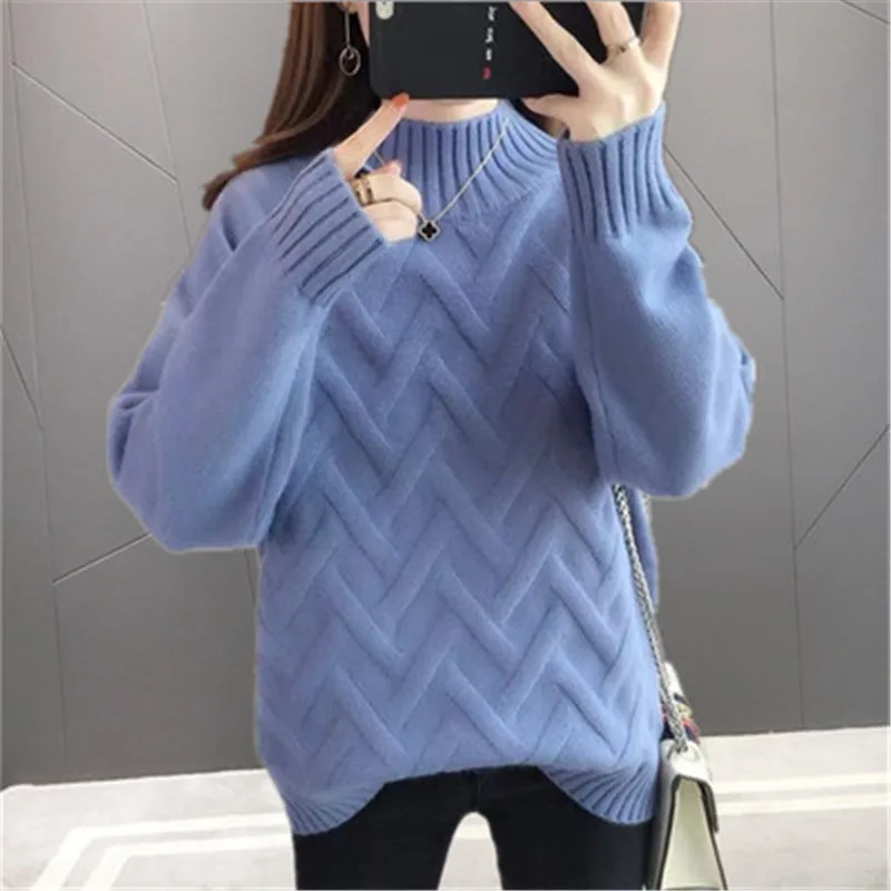 Новинка Осень-зима 2022 корейский свитер с воротником хомут Женский пуловер