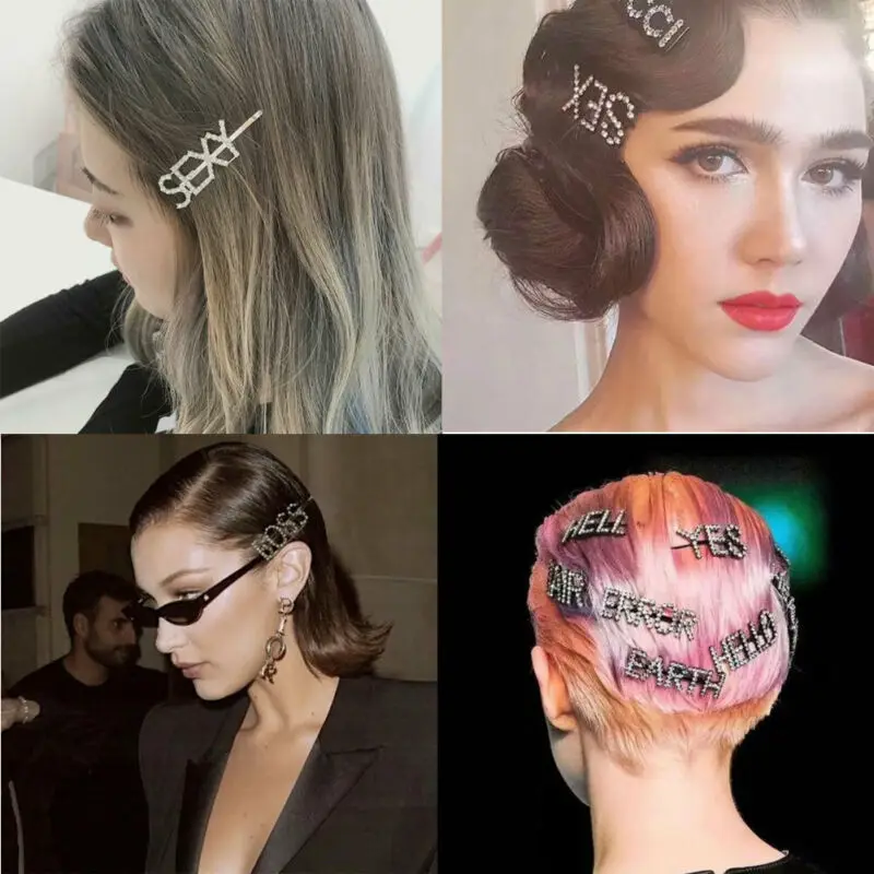 Шпилька Кристалл для девушки со стразами слова заколка волос женские заколки
