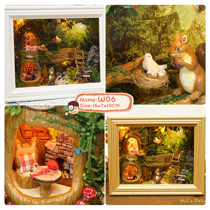 Домик кукольный CUTEBEE W006 деревянный миниатюрный с комплектом мебели игрушки для
