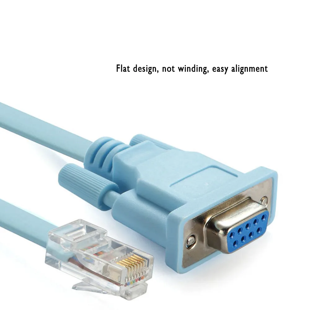 1.8M RJ-45 Male to RS-232 Female 8P8C RJ45 Serial DB9 9Pin COM Port Adapter Cable For Cisco Huawei Router Switch Console Flat |