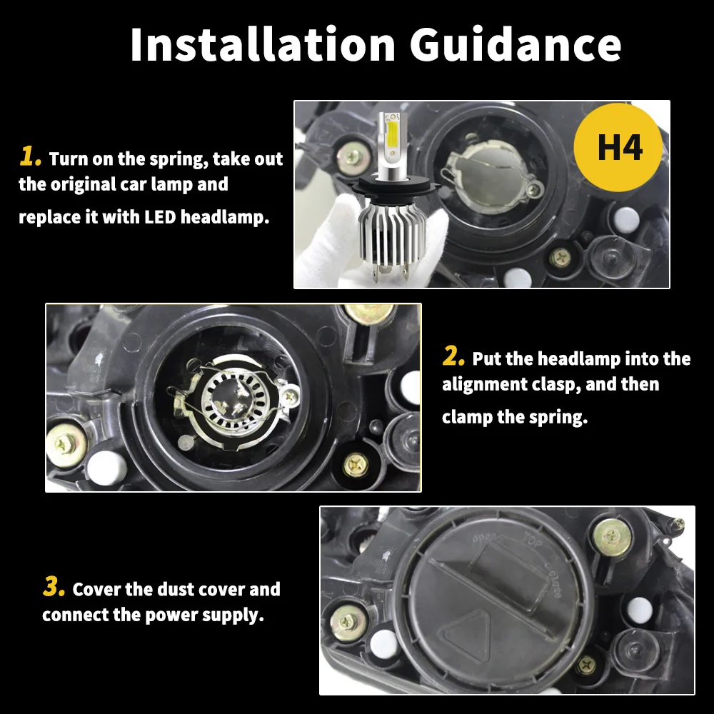 YM E-Bright 2 шт. светодиодные лампы для автомобильных фар H1 H3 H7 H8 H11 9005 9006 H4 COB 30 Вт D9 12 В 24