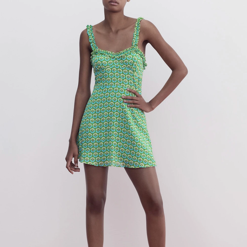 

XIKOM весенние платья для женщин 2022 платье с принтом для женщин складки цветочные платья для женщин прерий шикарные тонкие мини-платья