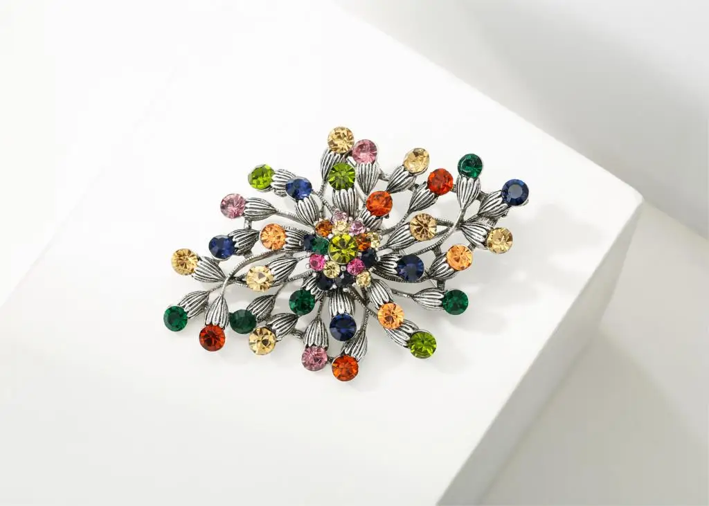 

YoungTulip popular vintage style rhinestone flower brooches for women colorful brooches new arrive high quality brooches gifts