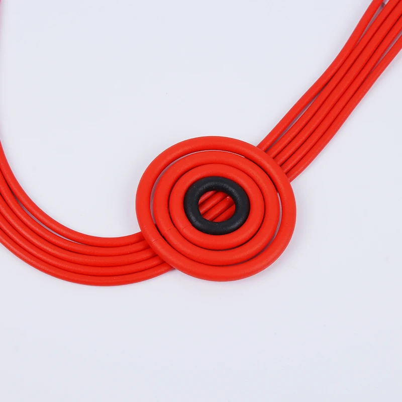 

YD&YDBZ Red Black Big Round Pendant Necklaces For Women Gothic Style Rubber Choker Chain Multilayer Jewelry Accessories Gift