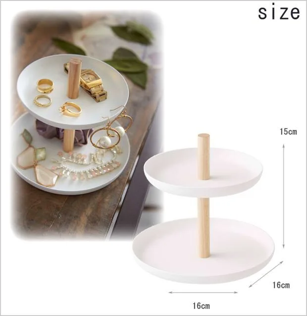 

Japanese style small and fresh jewelry box desktop double layer sundry storage and finishing rack