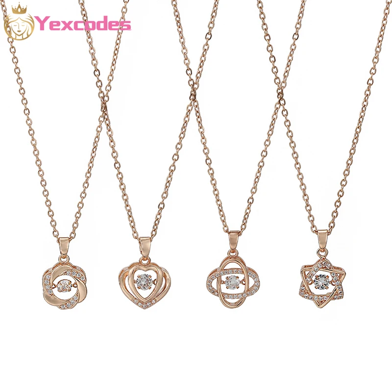 

2021 New specials (Beating Heart) Smart Bear Necklace Female Rose Gold Plated Pendant Clavicle Chain 45cm Women Necklaces