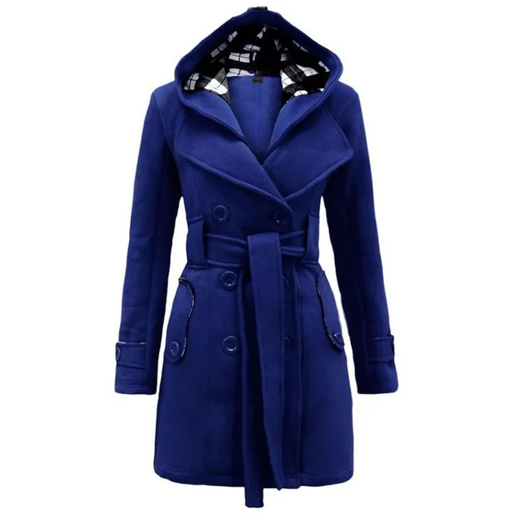 

2020 winter fashion v-neck slim full woman long coat pockets double breasted female casual coats korean jacket elegante ladies