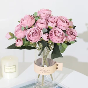 Искусственные цветы в скандинавском стиле, держащий букет роз, свадебный букет, фиолетовый Шелковый Пион, искусственные цветы для гостиной, украшение для дома, свадьбы, растение