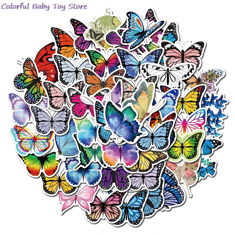 

50pcs Lovely Butterfly Label Stickers Set Decorative Stationery Craft Stickers Scrapbooking Diy Diary Album Stick Label