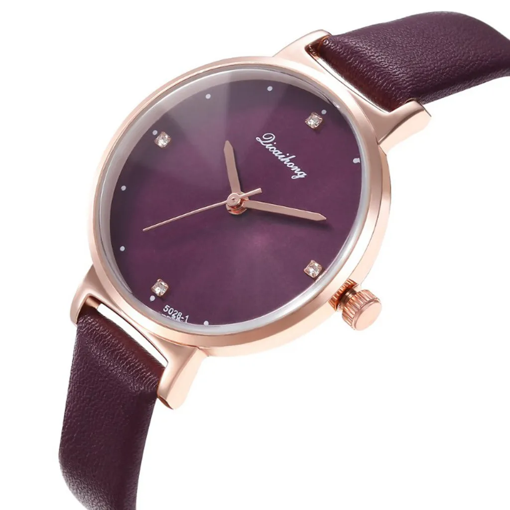 Женские Красные кварцевые часы Стильные Классические со стразами для отдыха