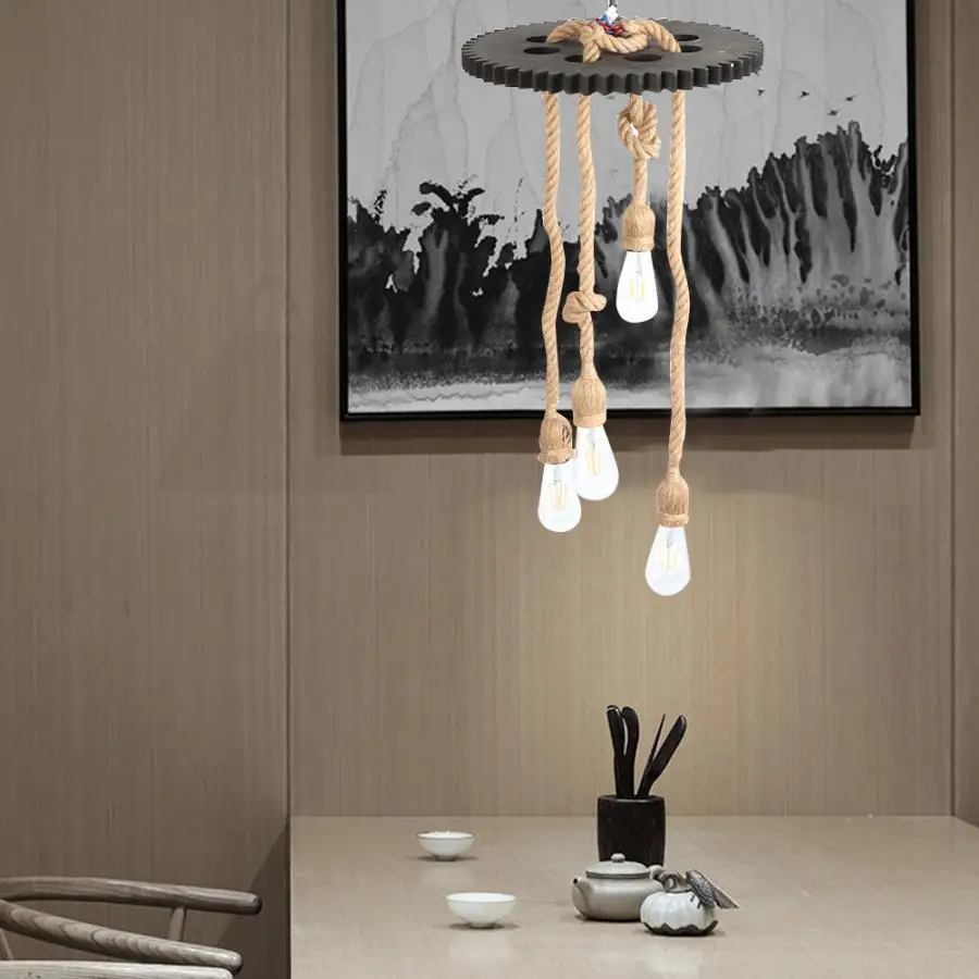 Luminaria E27 4 винтажные потолочные подвесные светильники с железной шестерней для гостиной|Подвесные