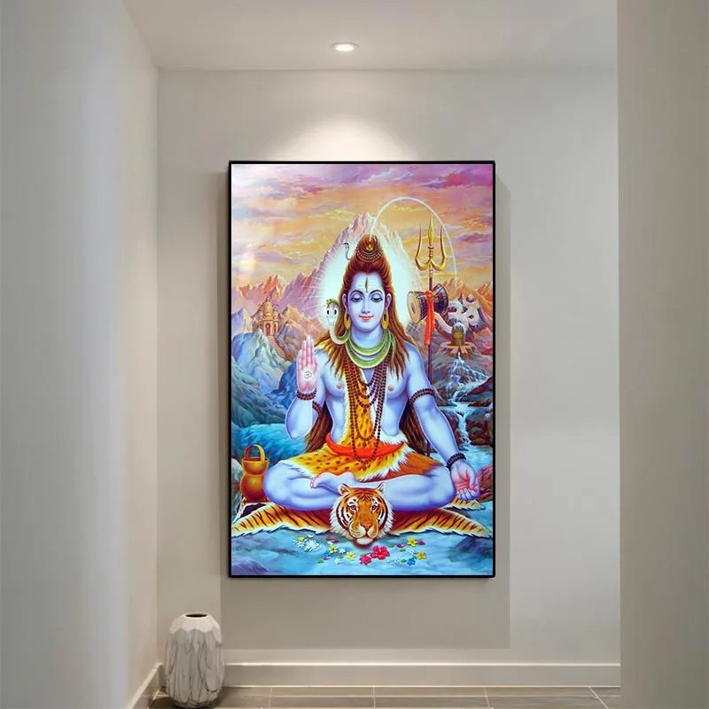 Индуистские боги настенные картины для гостиной модульные Shiva Lord плакаты и