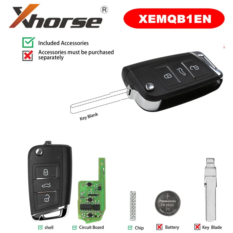 Супер удаленный ключ XHORSE XEMQB1EN MQB 3 кнопки встроенный супер чип английская версия 1