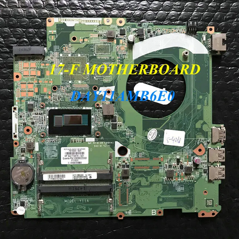 Preise SCHNELLE VERSAND. VERFÜGBAR,.DAY11AMB6E0 Y11A MAINBOARD FÜR HP PAVILION 17-F 17Z-F LAPTOP MOTHERBOARD ,ONBOARD PROZESSOR I5-4210U