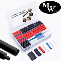 mandowire 275 pcs heat shrink tubing kit 31 dual wall tube adhesive lined marine shrink tubing black red white clear blue