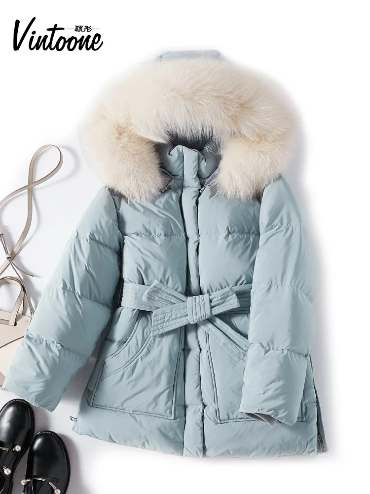 Женская куртка с капюшоном зимняя плотная теплая на утином пуху из натурального