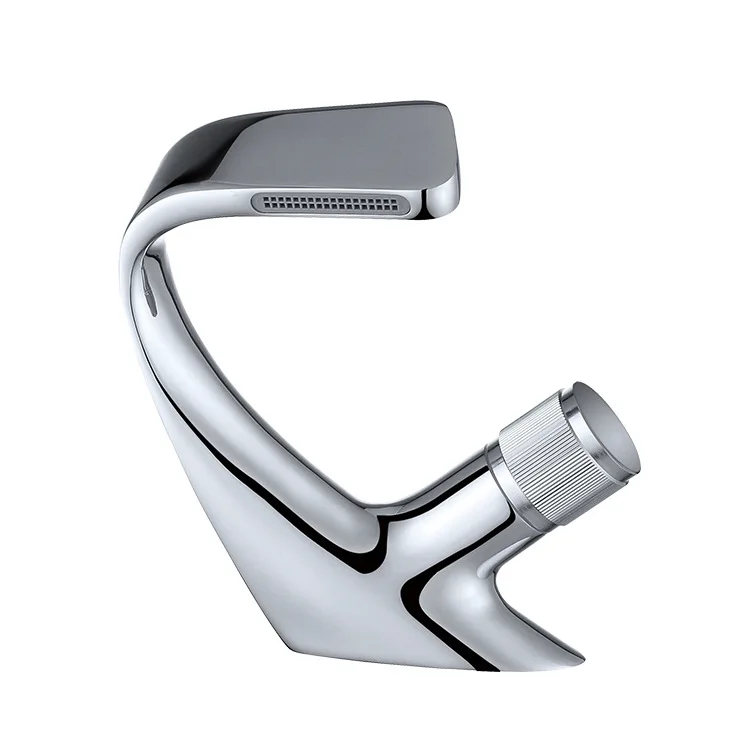 

Single Handle 1 Hole Vessel Bathroom Faucets Lavatory Waterfall Spout Waterfall Bathroom Sink Faucets with Radian Design