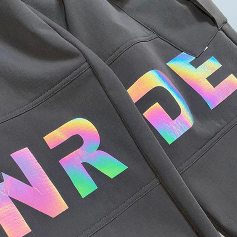 

Men's Reflective Letters Joggers Pants Hip Hip Streetwear 2021 Men Casual Elastic Waist Pants Trousers Harem Pant Black WY620