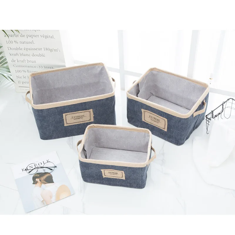 

Foldable Multi-sized Square Clothes Cabniet Container 100% Natural Linen & Cotton Fabric Storage Bins Storage Baskets Organizers
