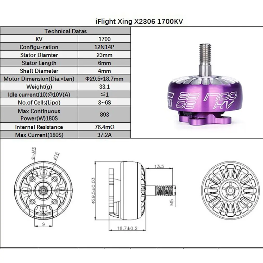 Iflight Xing X2306 2306 1700KV/2450KV 2~6S FPV Unibell Nextgen Motor With 4mm Titanium Alloy Shaft For Drone Part | Игрушки и хобби