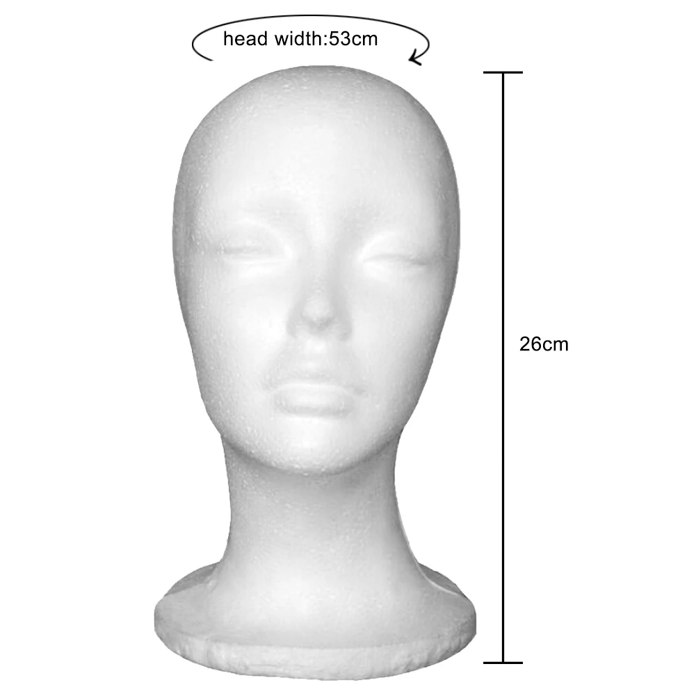 

Female Styrofoam Mannequin Head Model Headwear Wigs Caps Glasses Display Stand