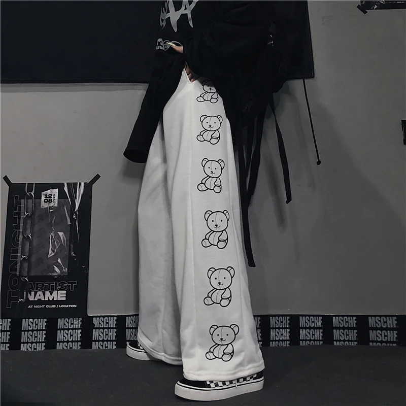 

NEW Gothic Korean Style Wide Leg Pants Cartoon Print Harajuku Trousers Women Streetwear Autumn Fashion Streetwear Sweatpants Wom