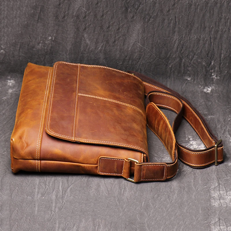 Mens Crazy Horse Leather Messenger Bag A4 Document Case Satchel Bags | Багаж и сумки