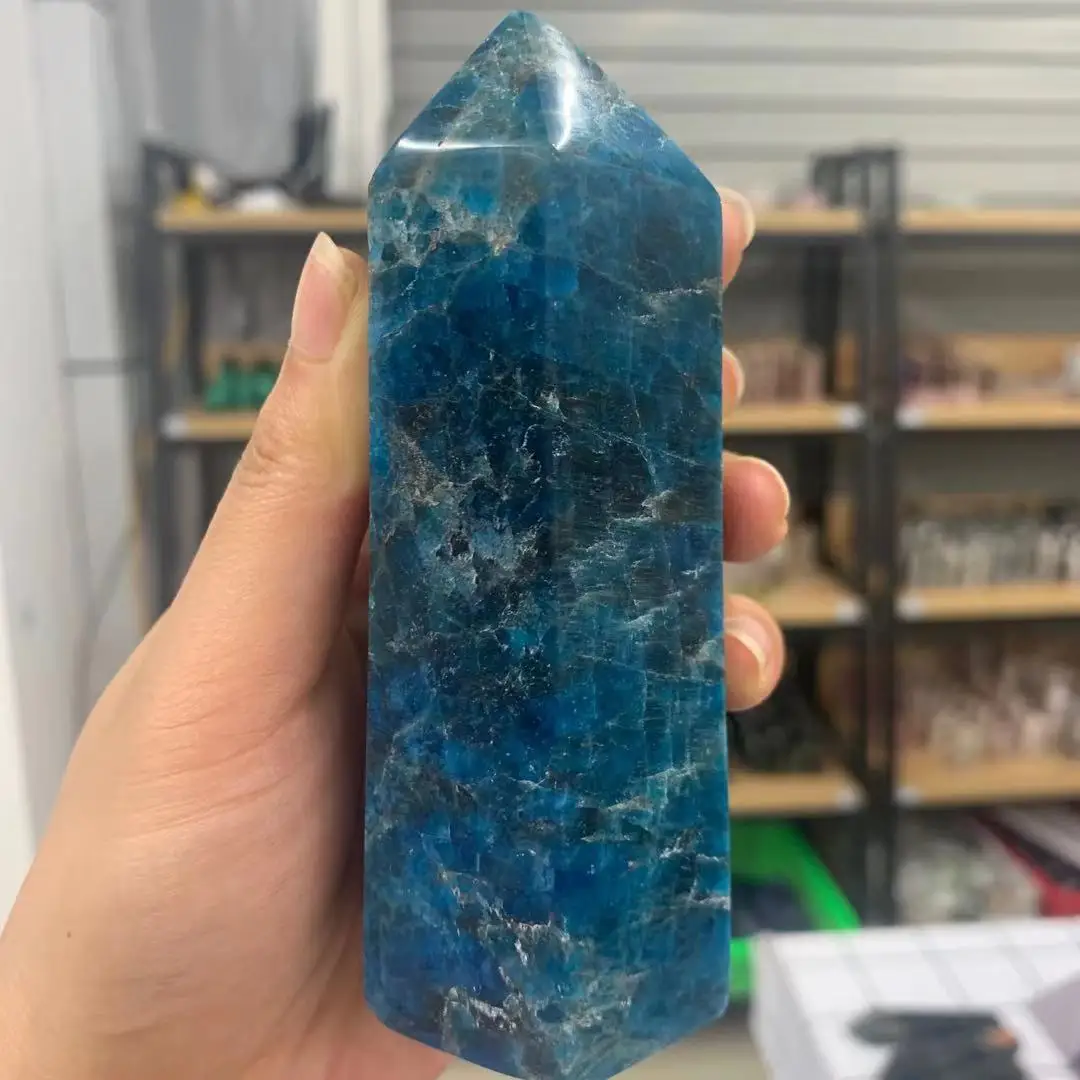 

Natural Stones Crystal Blue ApatiteTowers Quartz Mineral Obelisk Natural Stone Healing Stone Energy OreHome Decoration