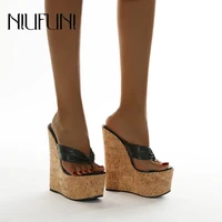 niufuni summer outdoor fashion clip toe peep toe platform slippers high quality sandals women wedges heels ladies leisure shoes