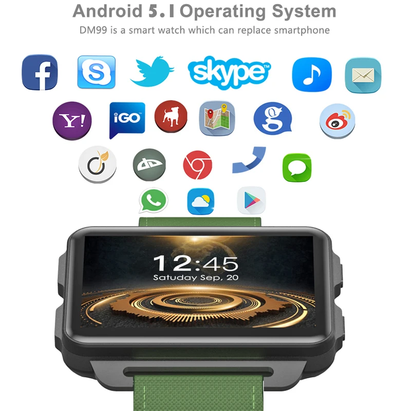 Смарт-часы DM99 Android GSM 1 Гб + 16 ГБ 2 дюйма пульсометр Wi-Fi GPS SIM-карта | Электроника
