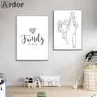 Папа мама и дочь сын плакат семейная фотография абстрактная линия рисунок на холсте цитаты настенные картины Домашний декор