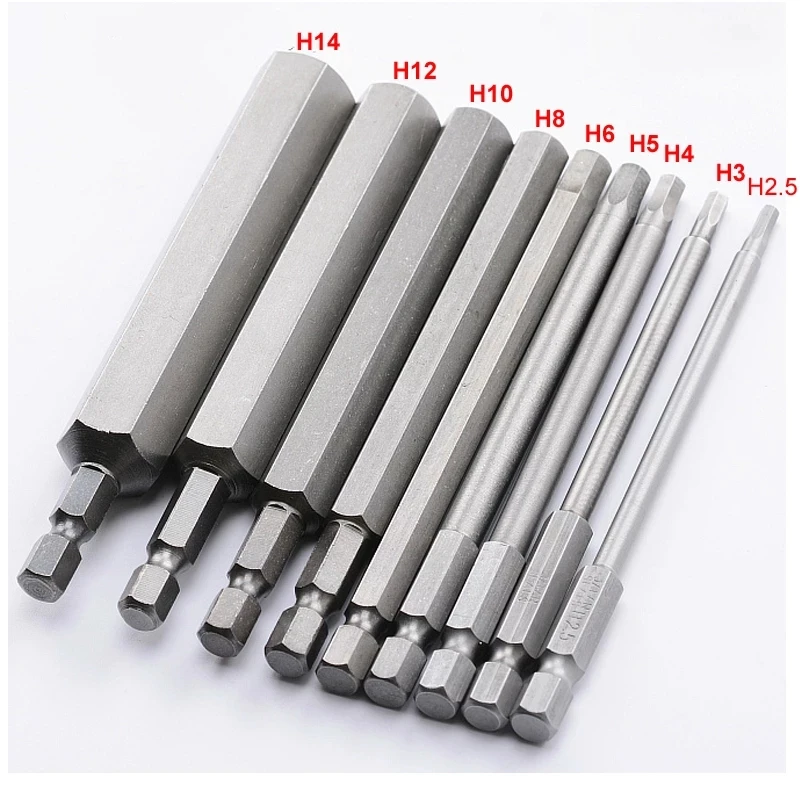 

9pcs Head Screwdriver Bits Bits H2.5-H14 Hex Shank Hexagon High Hardness Screwdriver 1/4Inch