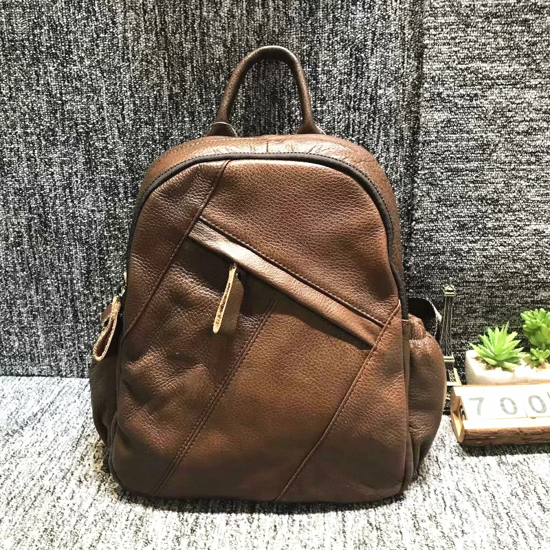 

Дизайнерский роскошный женский рюкзак из 100% натуральной воловьей кожи в стиле ретро, Повседневная дорожная школьная сумка из мягкой кожи