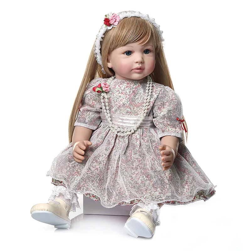 NPK 60 см Высокое качество коллекционные куклы принцессы младенец получивший новую жизнь девочка кукла с ультрадлинный кабельный провод волосы цвета блонд для наращивания кукла hand-made кукла