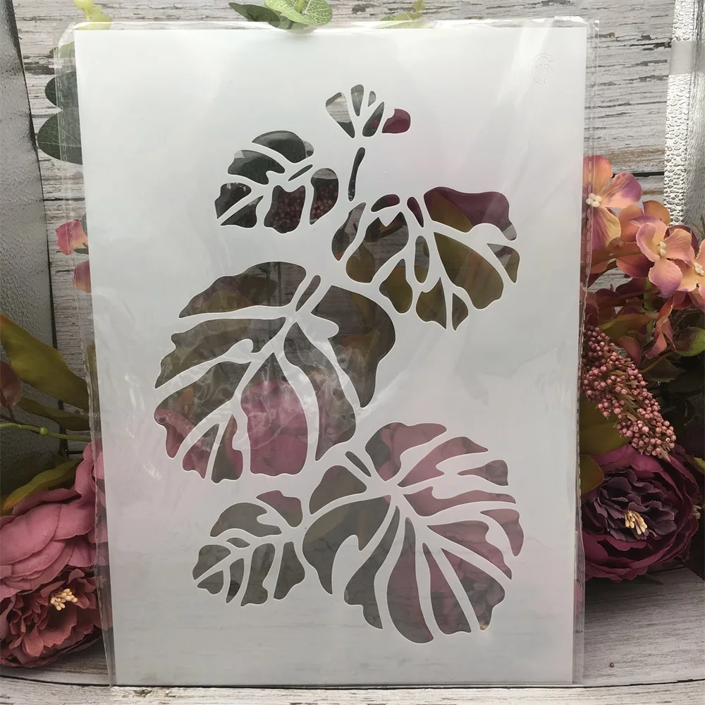 Трафареты формата А4 29 см с большими широкими листьями сделай сам настенная