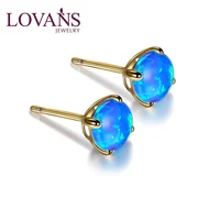 lovans engagement jewelry blue opal studs earrings 6mm round fashion stud earrings 10 k gold %d1%81%d0%b5%d1%80%d1%8c%d0%b3%d0%b8 2021 %d1%82%d1%80%d0%b5%d0%bd%d0%b4