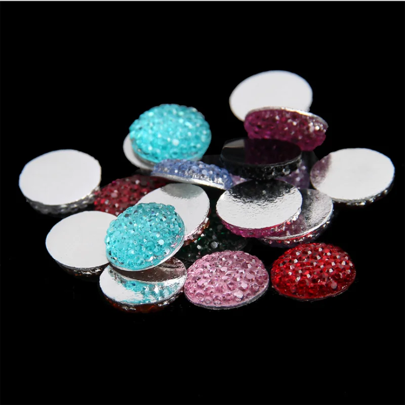 Многоразмерные круглые стразы из смолы с плоской задней поверхностью для ногтей