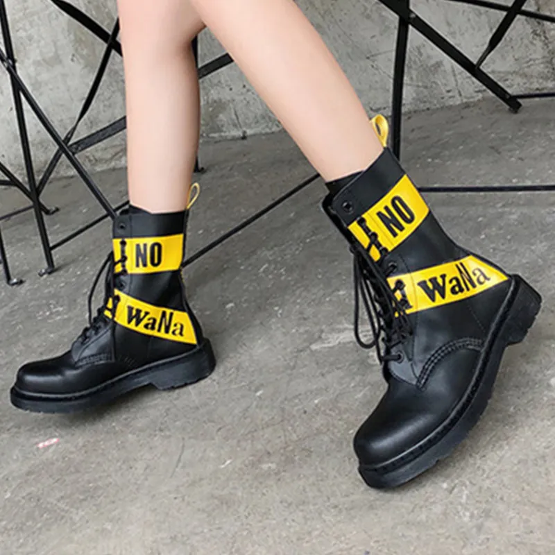 Женские черные мотоботы из натуральной кожи ботинки на платформе женская модная