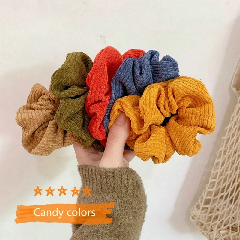 Женские теплые вельветовые большие резинки для волос однотонные мягкие