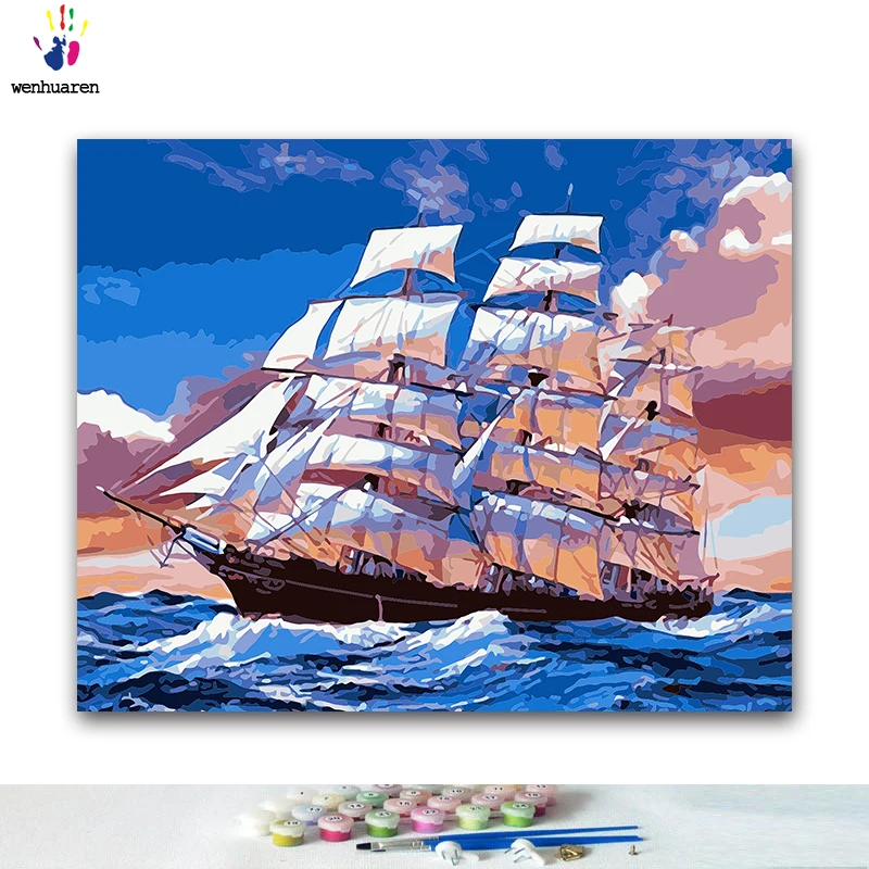DIY окраска по номерам вождения корабль картины с комплекты 40x50 защелка|Картины